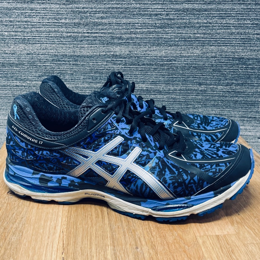 Asics Gel-Cumulus 17 Running Shoes Mens 12.5 Blue Black Graphic Sneakers T5E3N